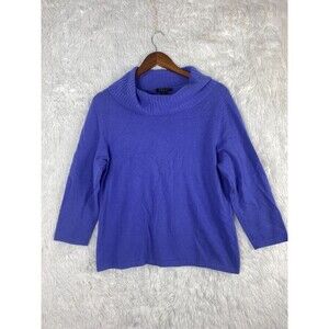 Grace Cashmere 100% Cashmere Purple Cowl Neck Knit Sweater Size XL